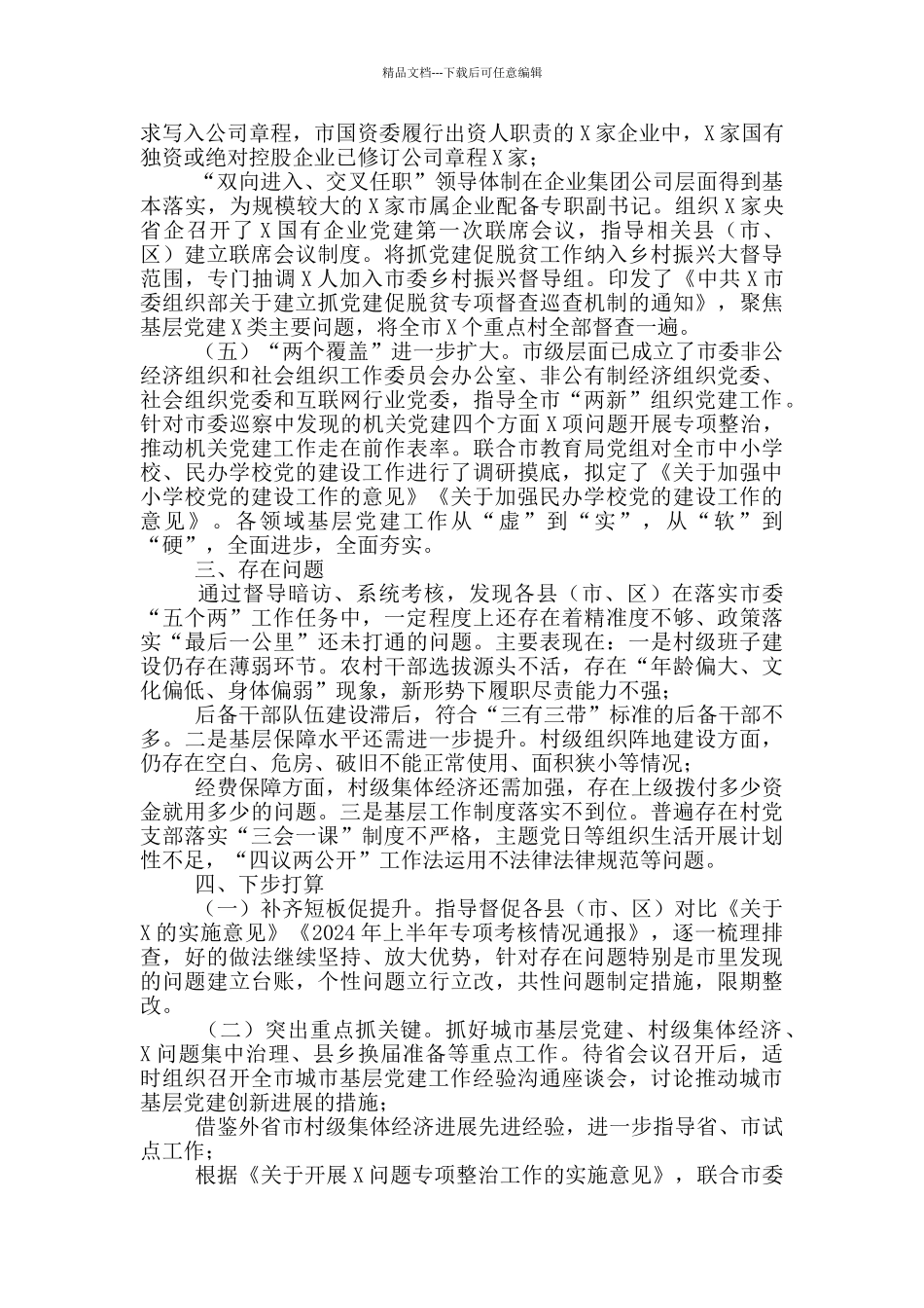 全市2024年党建工作推进情况汇报_第2页