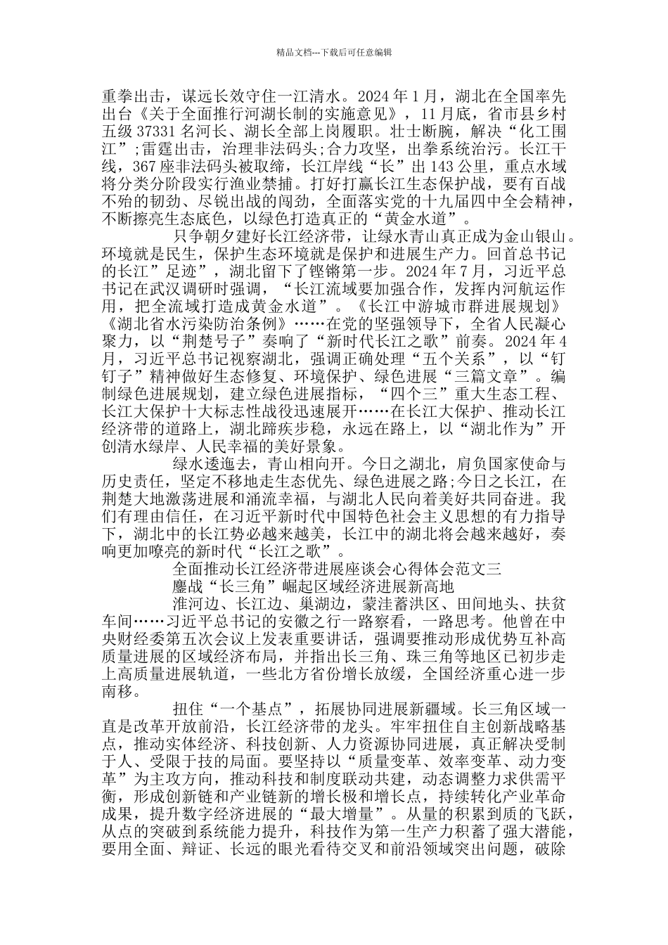 全面推动长江经济带发展座谈会心得5篇_第3页