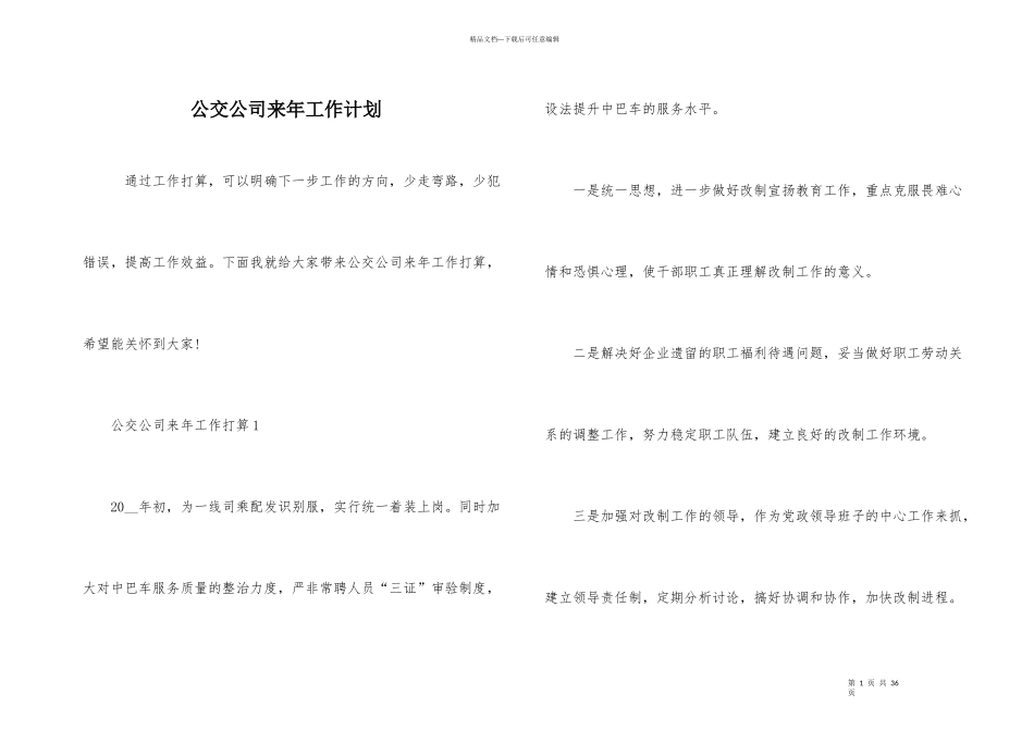 公交公司来年工作计划_第1页