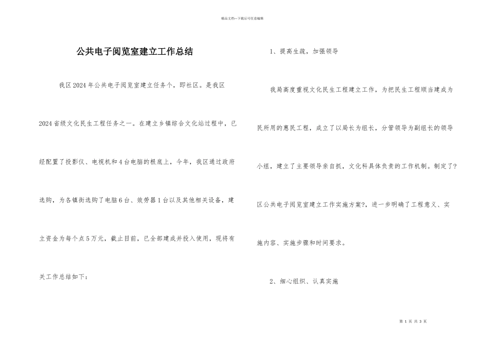 公共电子阅览室建设工作总结_第1页