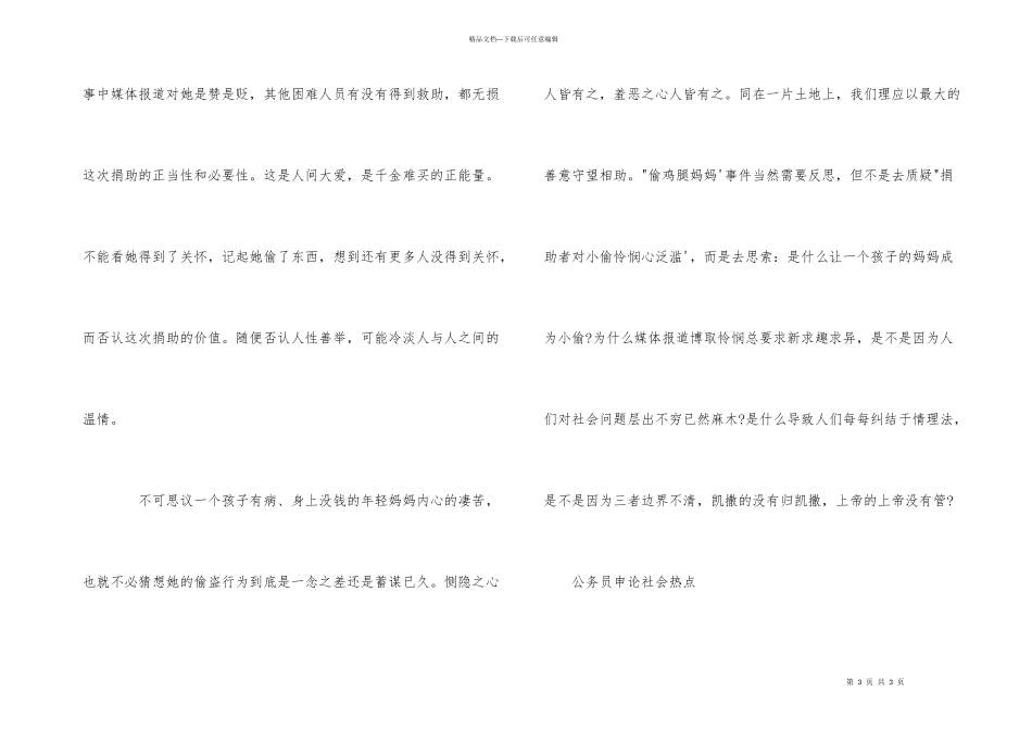 公务员申论社会热点：“偷鸡腿妈妈”_第3页