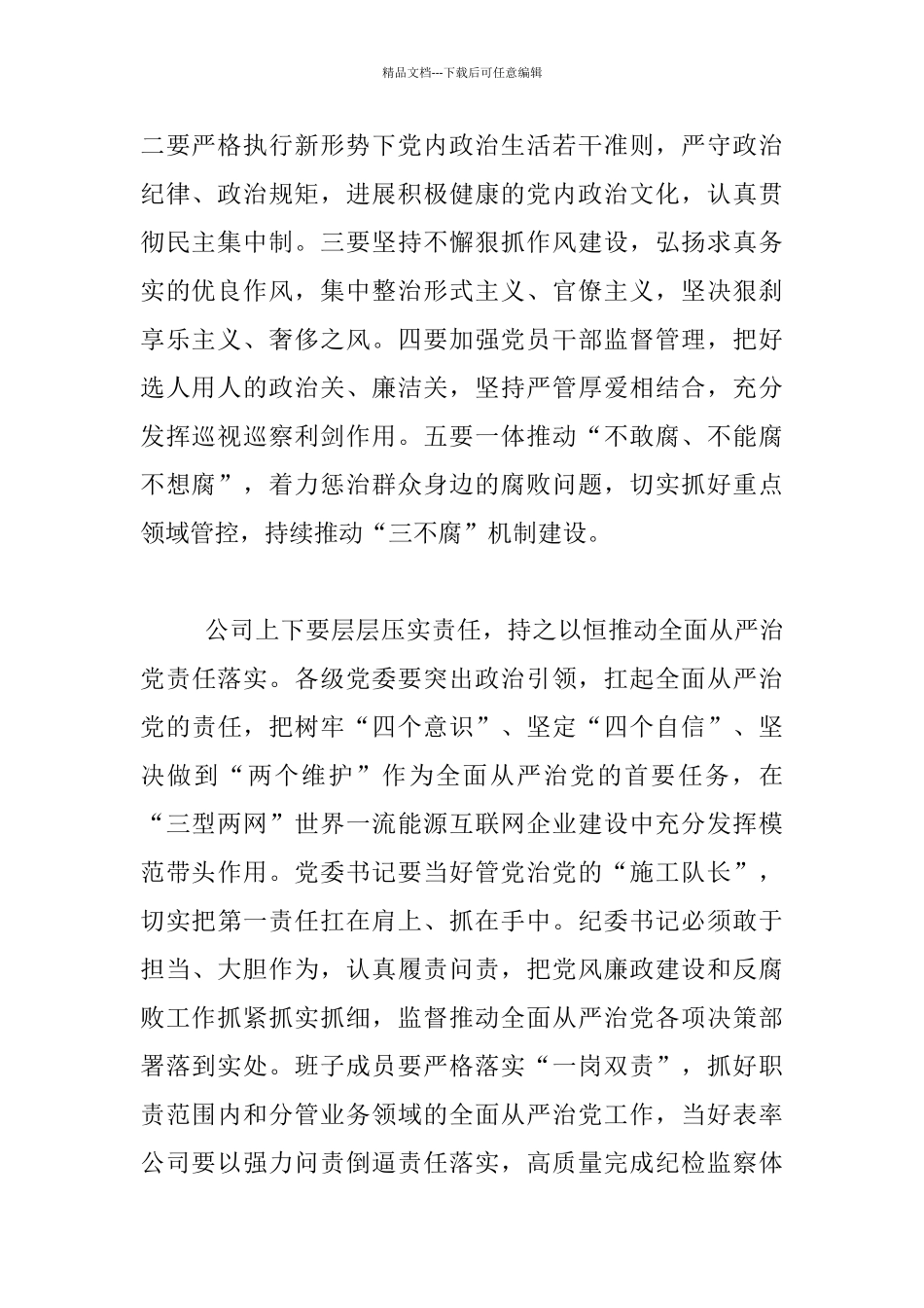 公司2024年党风廉政建设和反腐败工作会议发言稿_第2页