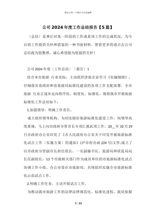 公司2024年度工作总结报告