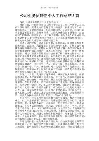 公司业务员转正个人工作总结5篇