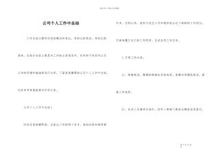 公司个人工作中总结