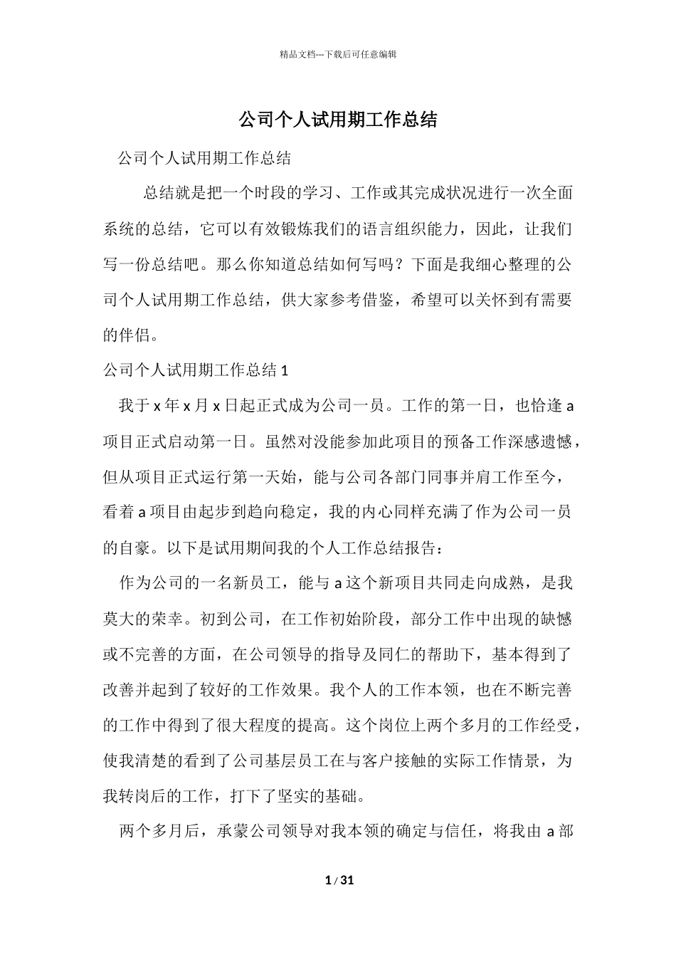 公司个人试用期工作总结_第1页
