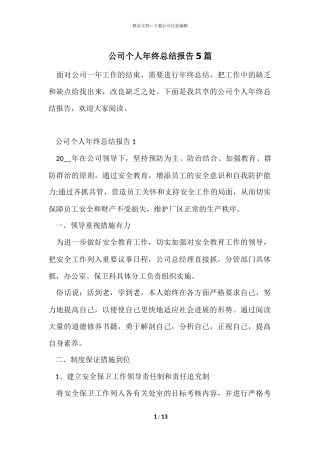 公司个人年终总结报告5篇