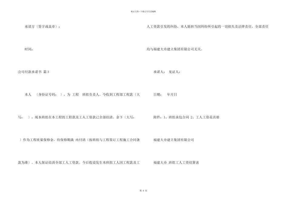 公司付款承诺书4篇_第3页