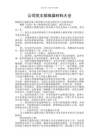 公司党支部换届材料大全