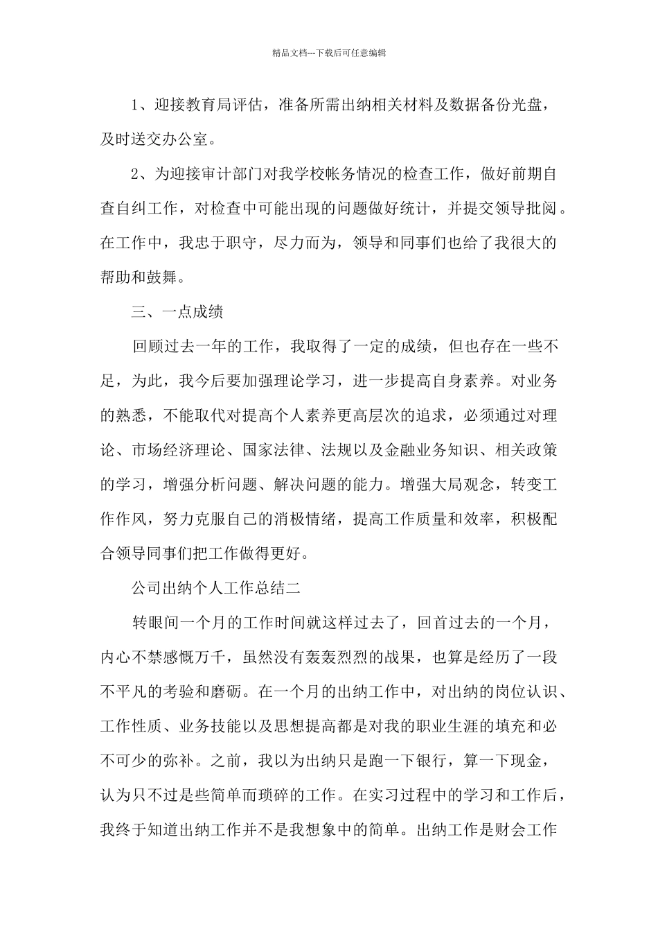 公司出纳个人工作总结五篇2024_第2页