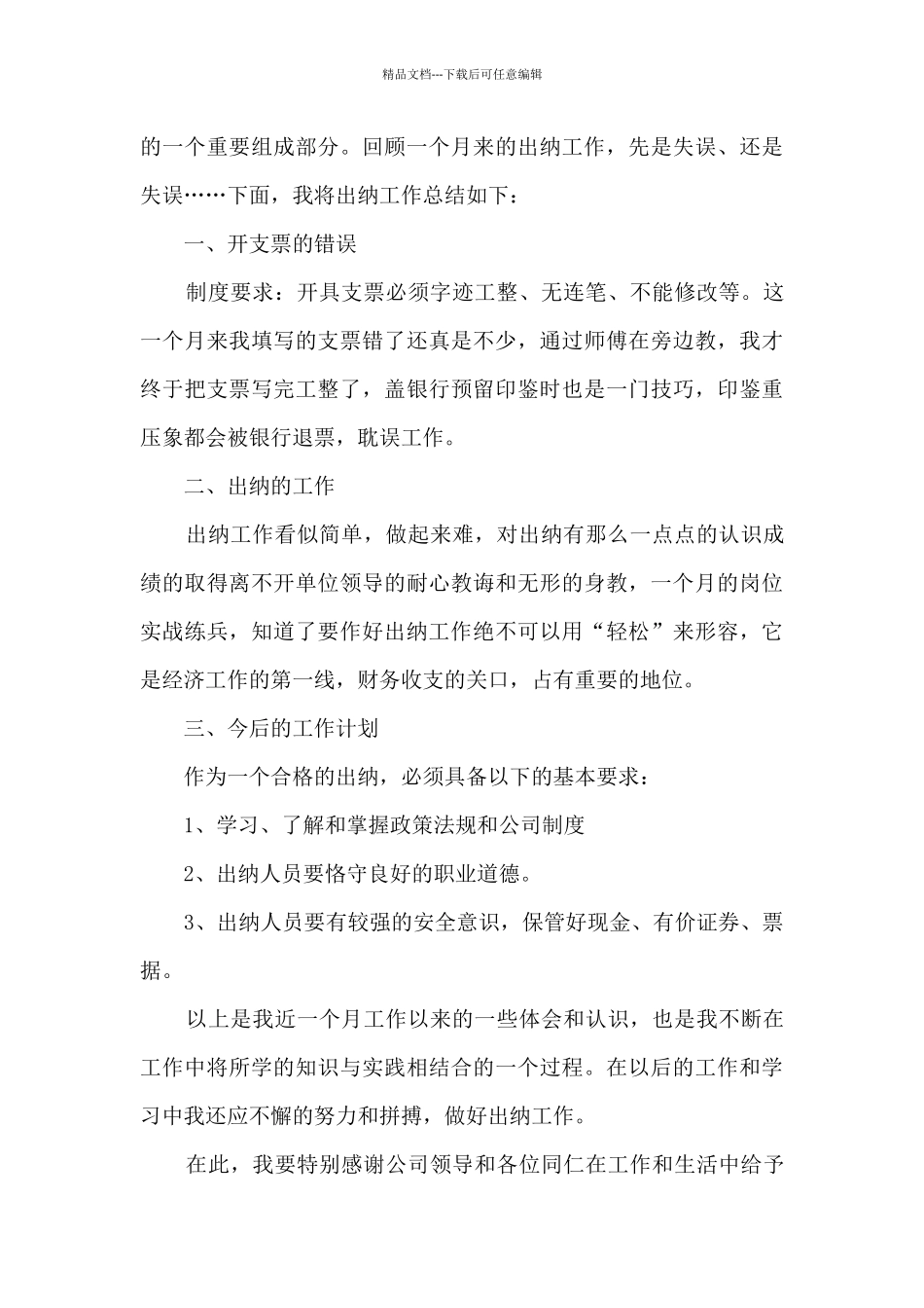 公司出纳个人工作总结五篇2024_第3页