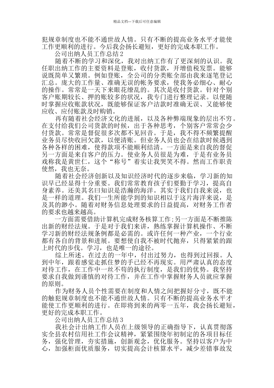 公司出纳人员工作总结范文2024五篇_第2页