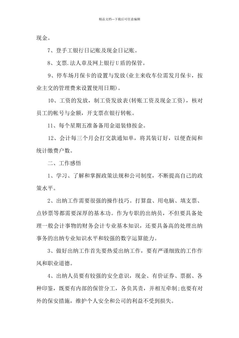 公司出纳员个人年终工作总结多篇_第2页