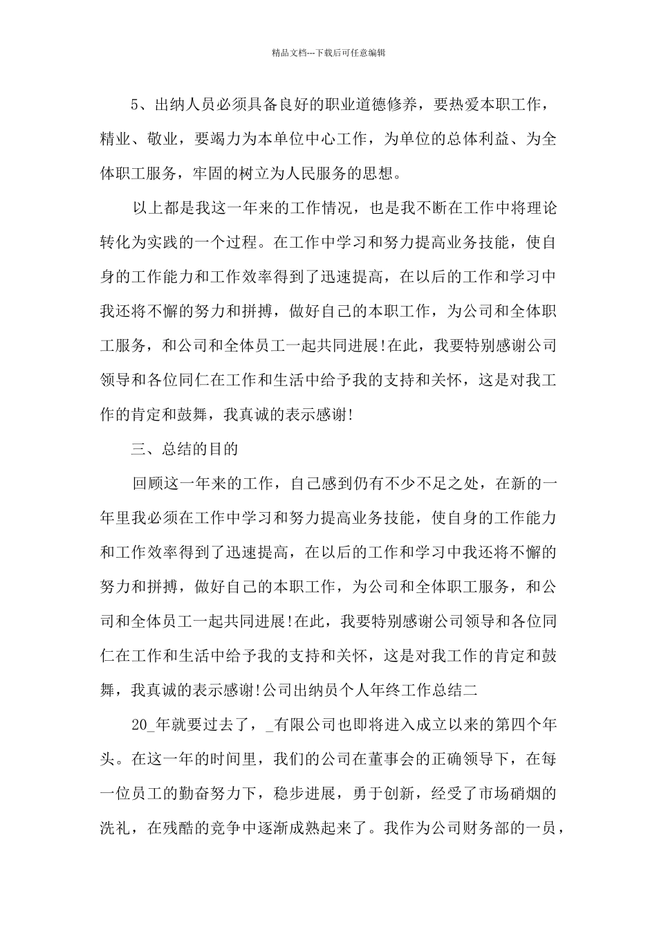公司出纳员个人年终工作总结多篇_第3页