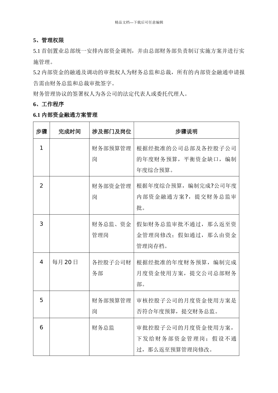 公司内部资金融通及调动管理程序分析_第3页
