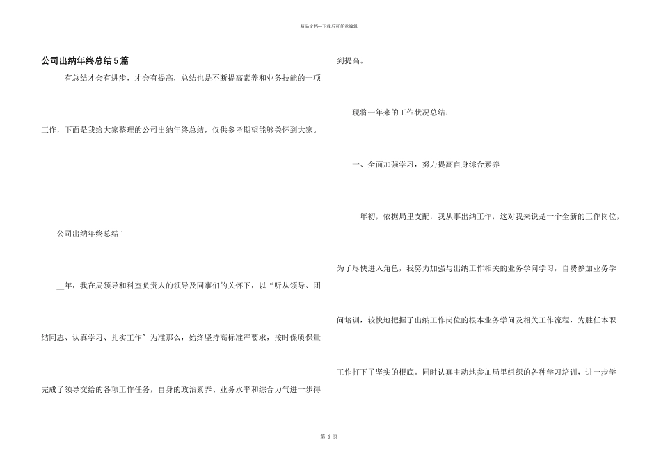 公司出纳年终总结5篇_第1页