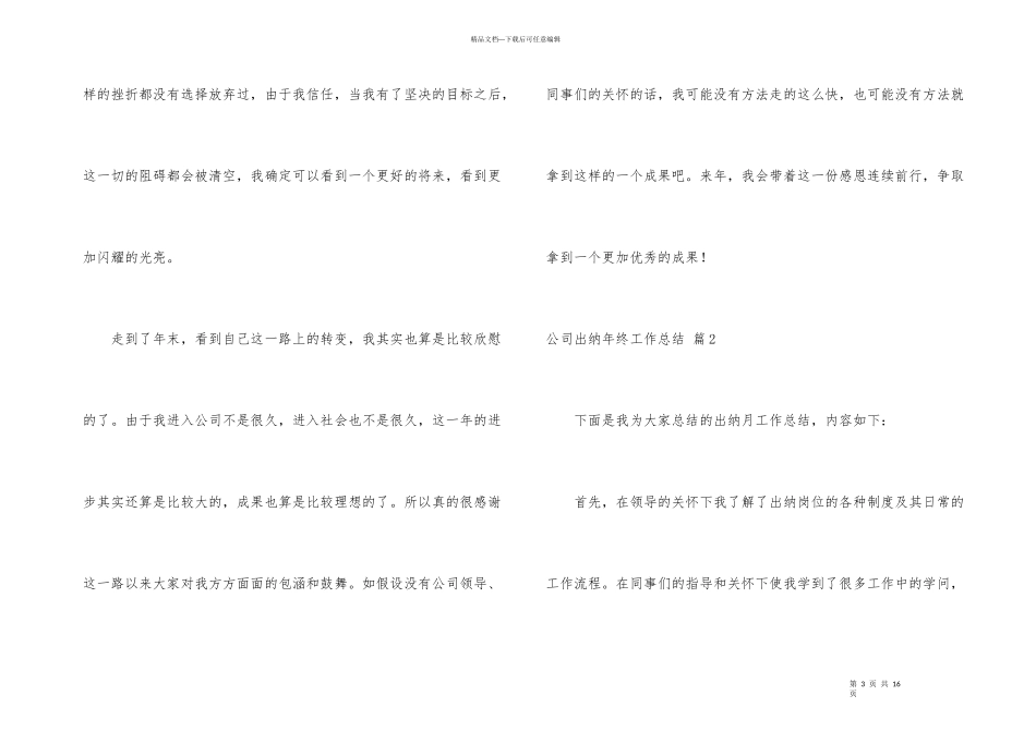 公司出纳年终工作总结模板6篇_第3页