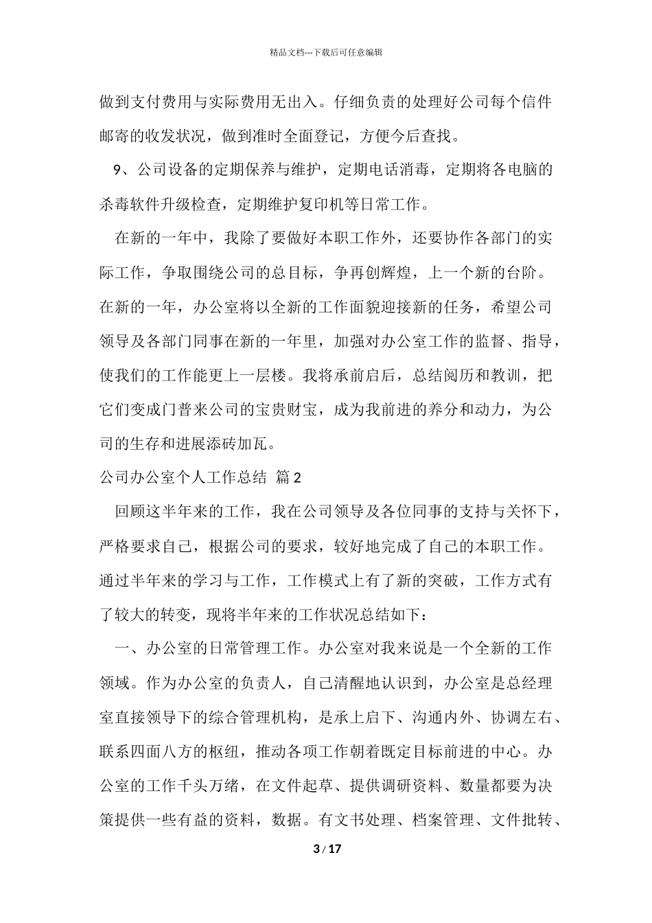 公司办公室个人工作总结集合五篇_第3页