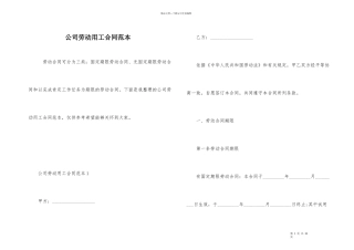 公司劳动用工合同范本
