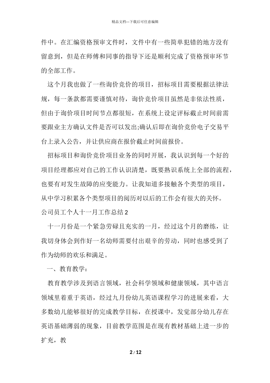 公司员工个人十一月工作总结_第2页