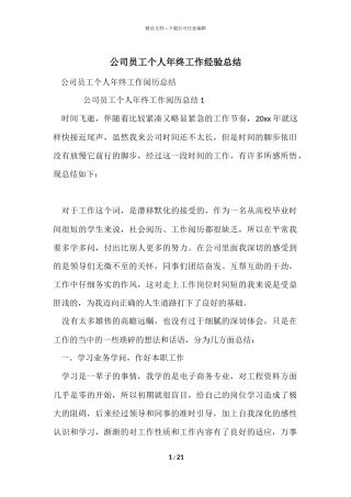 公司员工个人年终工作经验总结