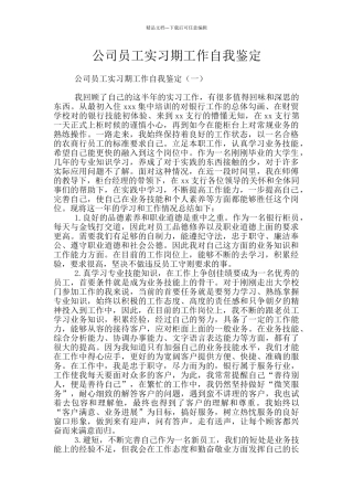 公司员工实习期工作自我鉴定