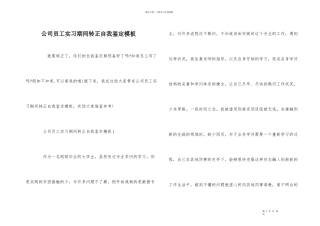 公司员工实习期间转正自我鉴定模板