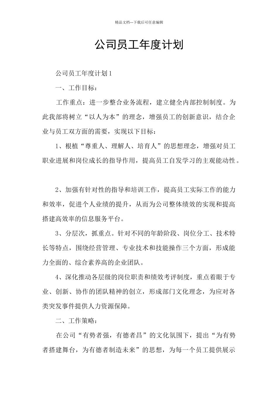 公司员工年度计划_第1页