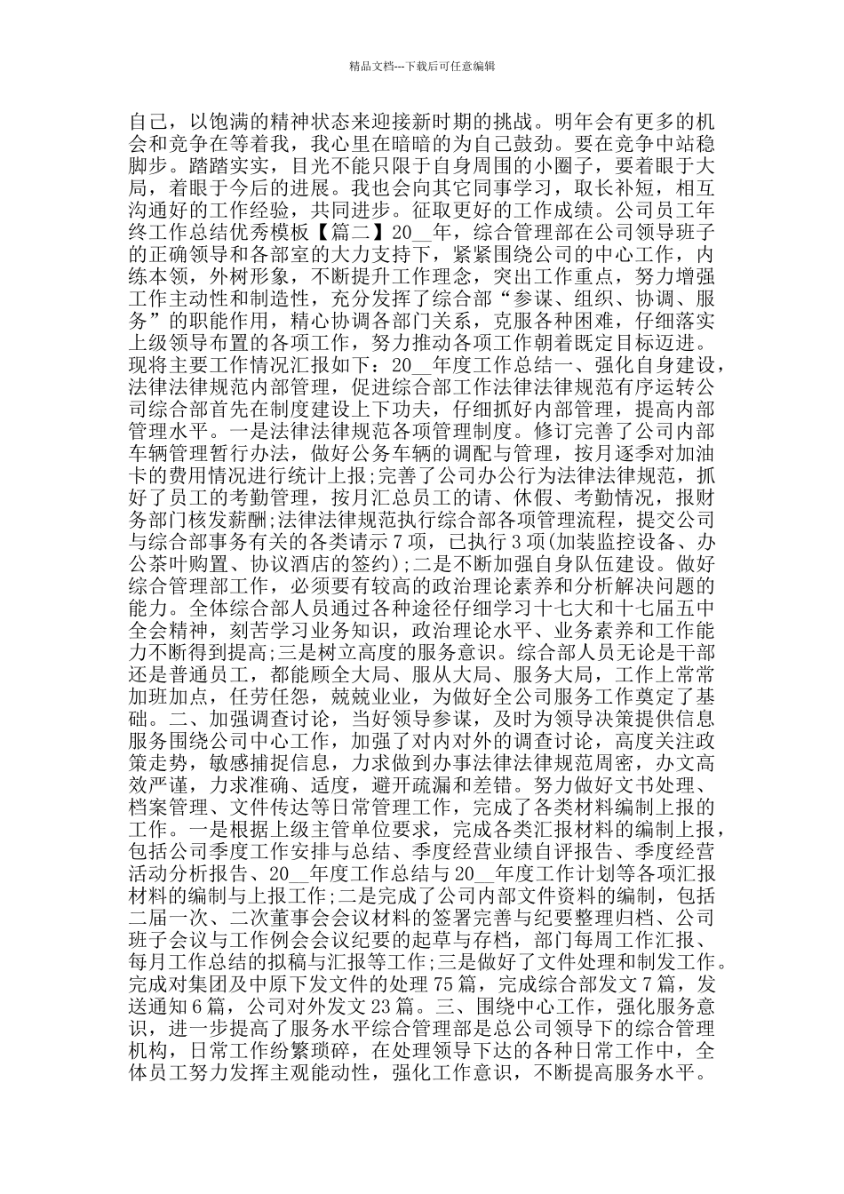 公司员工年终工作总结优秀模板范文2024_第3页