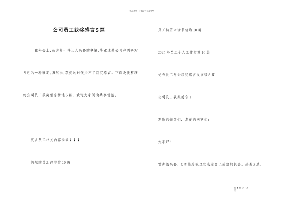 公司员工获奖感言5篇_第1页
