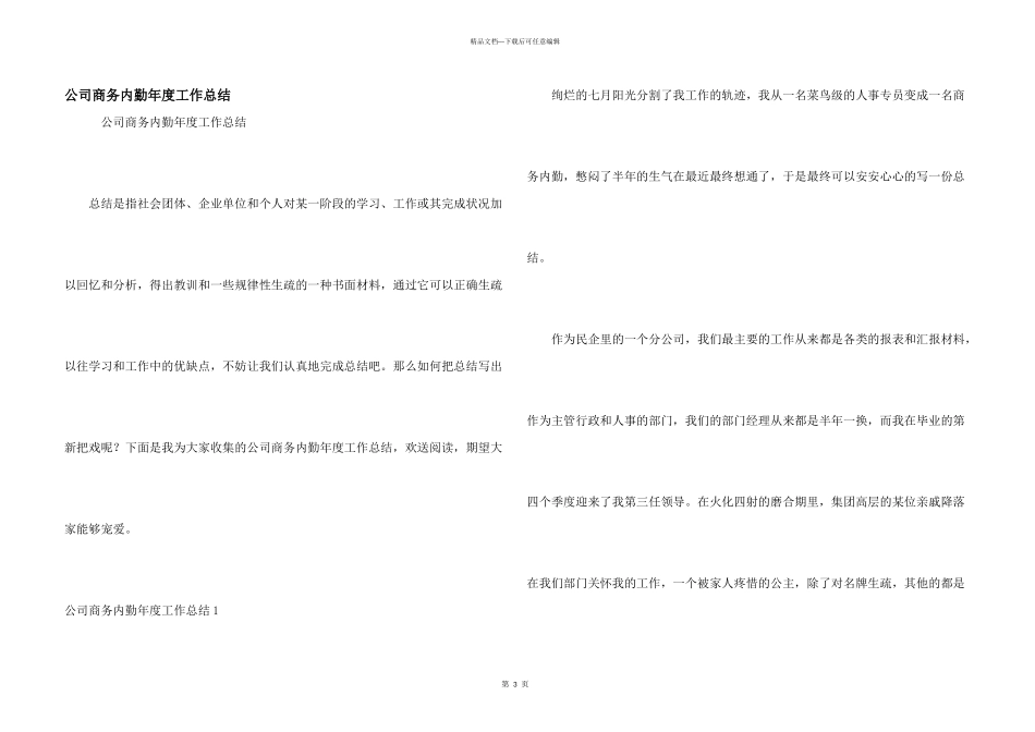 公司商务内勤年度工作总结_第1页