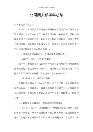 公司团支部半年总结