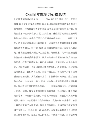 公司团支部学习心得总结