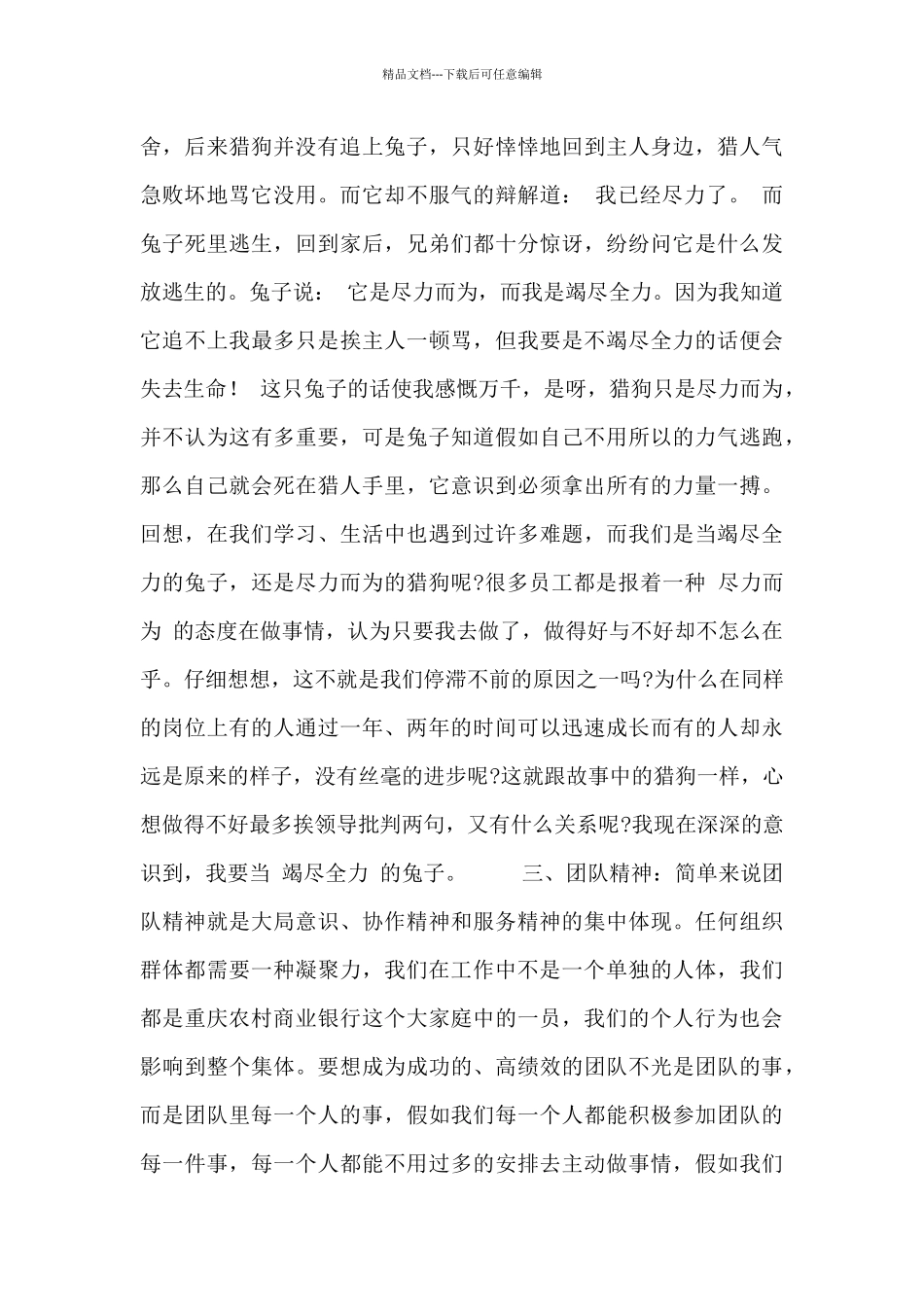 公司团队精神培训心得范文三篇_第2页