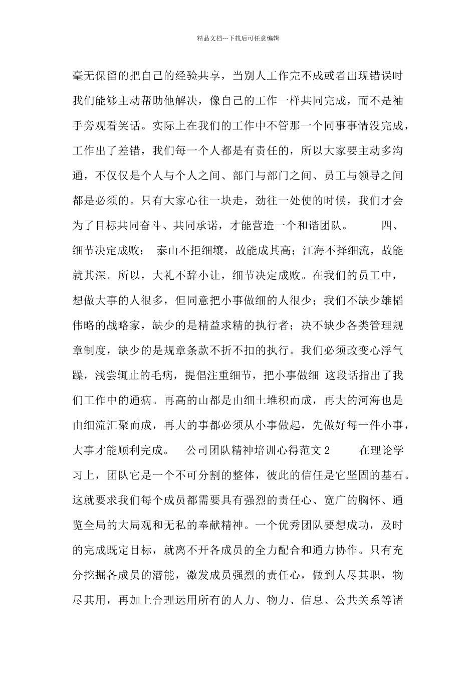 公司团队精神培训心得范文三篇_第3页