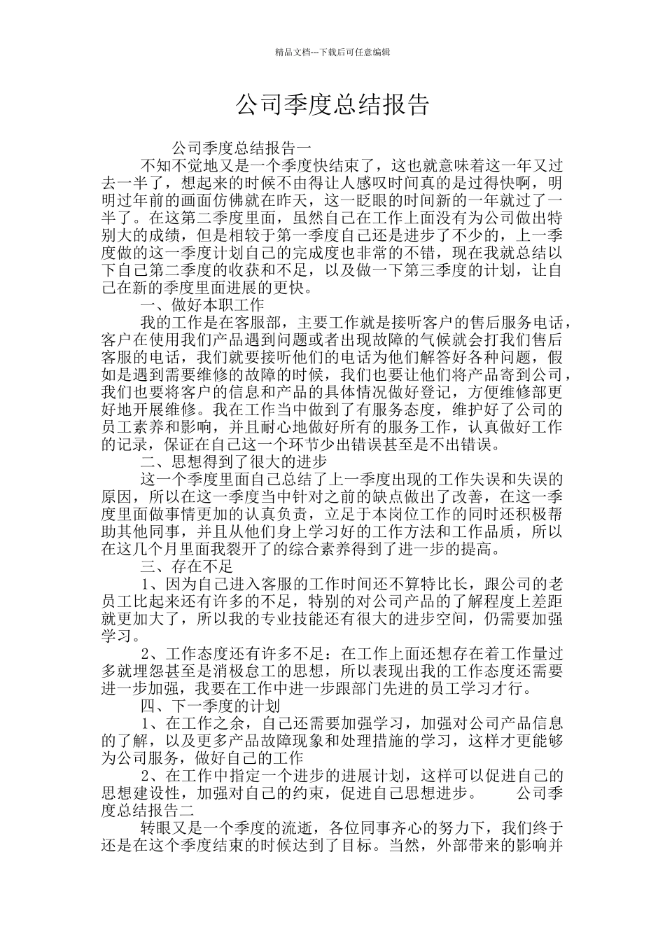 公司季度总结报告_第1页