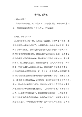 公司实习周记