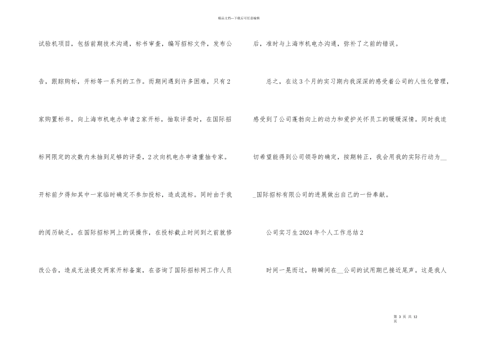 公司实习生2024年个人工作总结_第3页