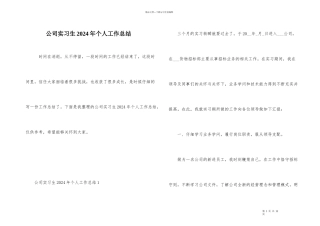 公司实习生2024年个人工作总结