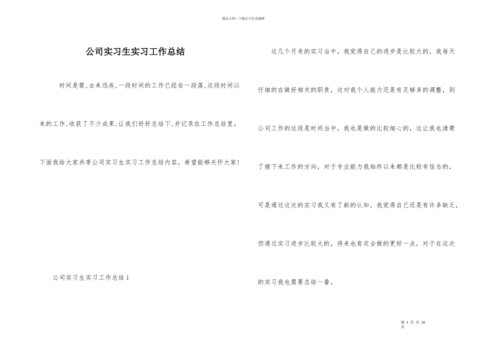 公司实习生实习工作总结_第1页