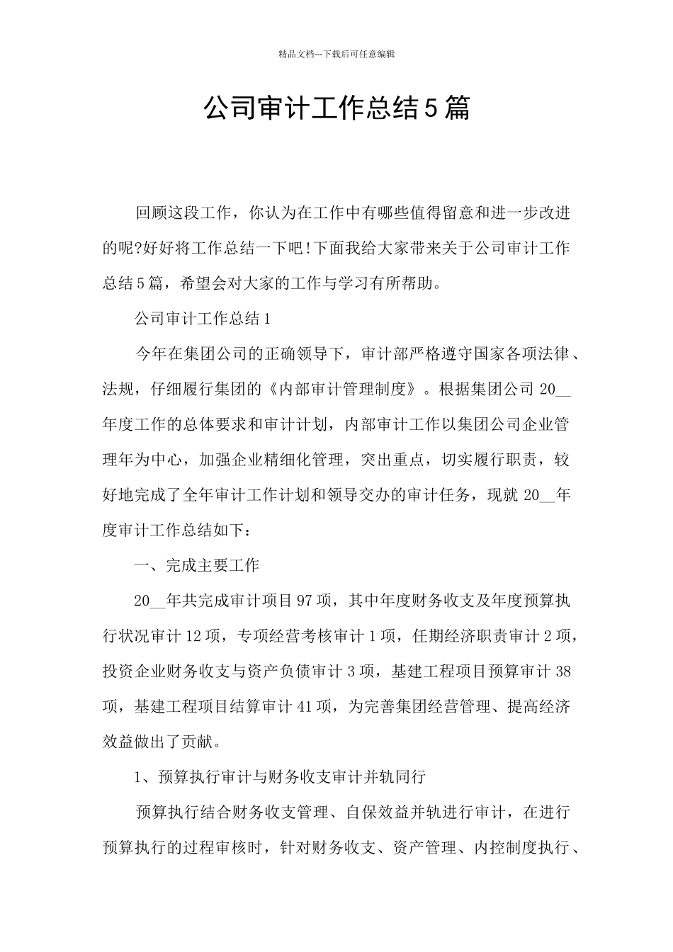 公司审计工作总结5篇_第1页