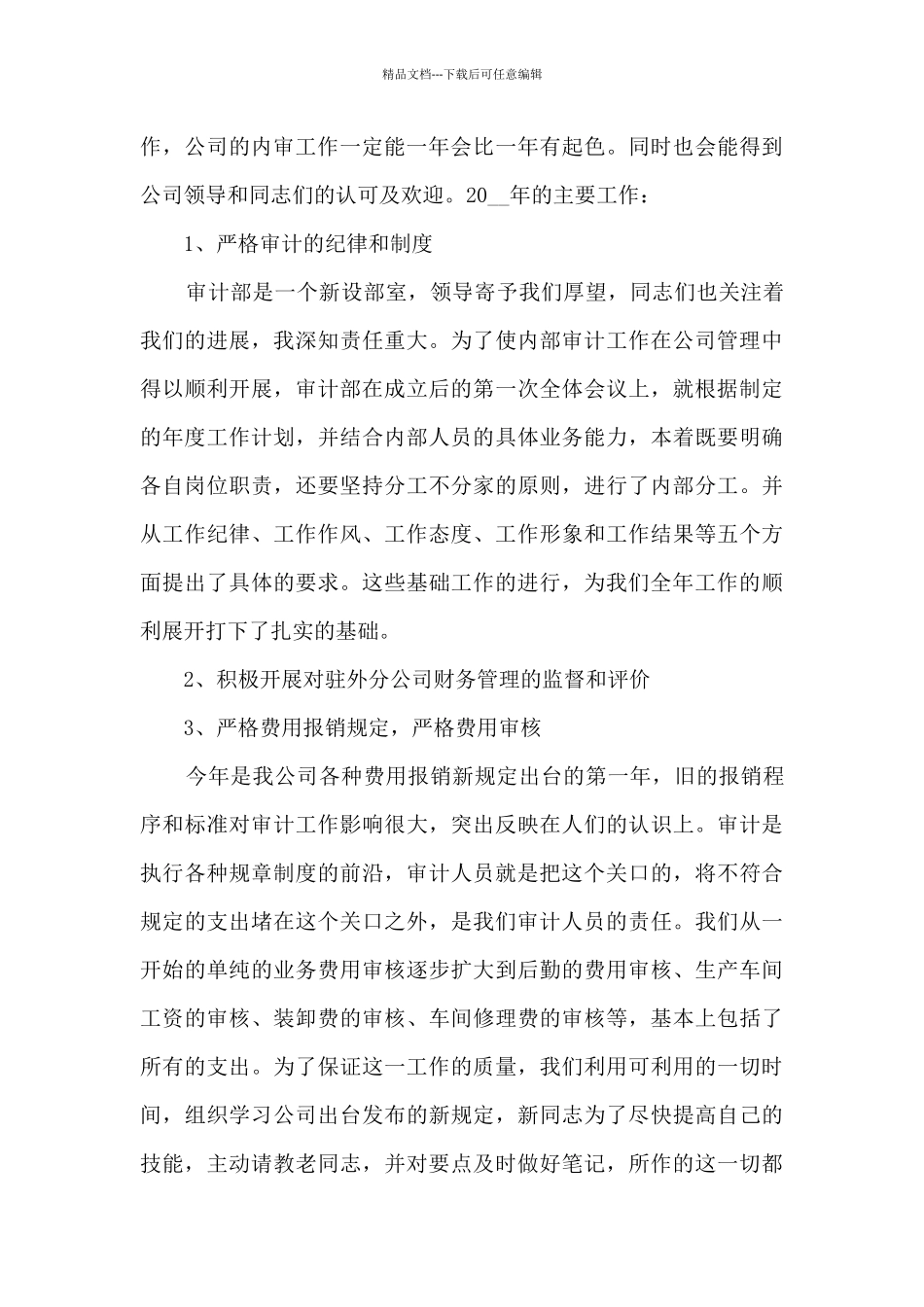 公司审计部门主管工作总结5篇_第3页