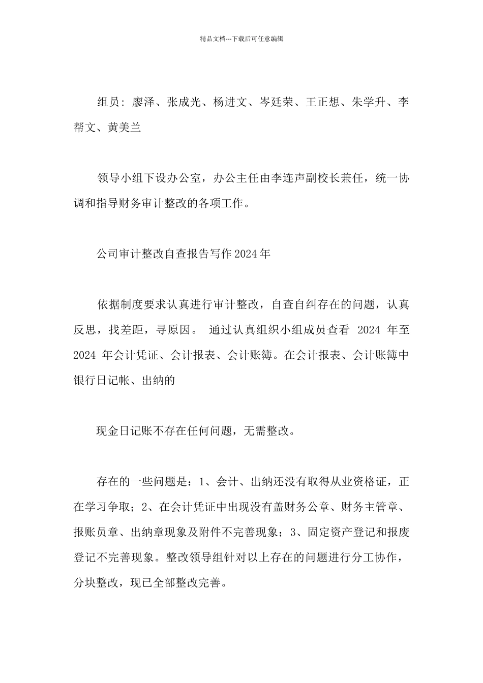 公司审计整改自查报告写作2024年_第2页