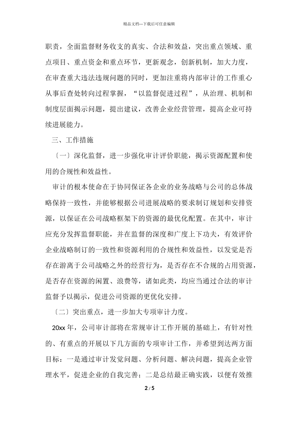 公司审计师工作计划_第2页
