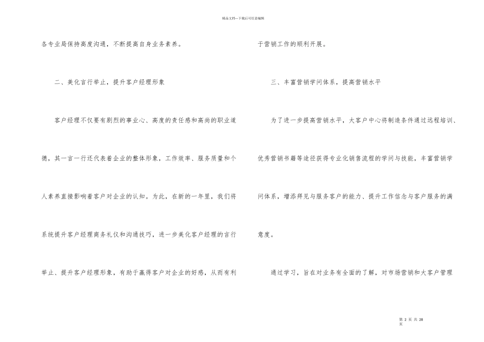 公司客户经理工作计划_第2页