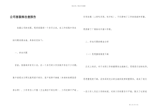 公司客服部自查报告