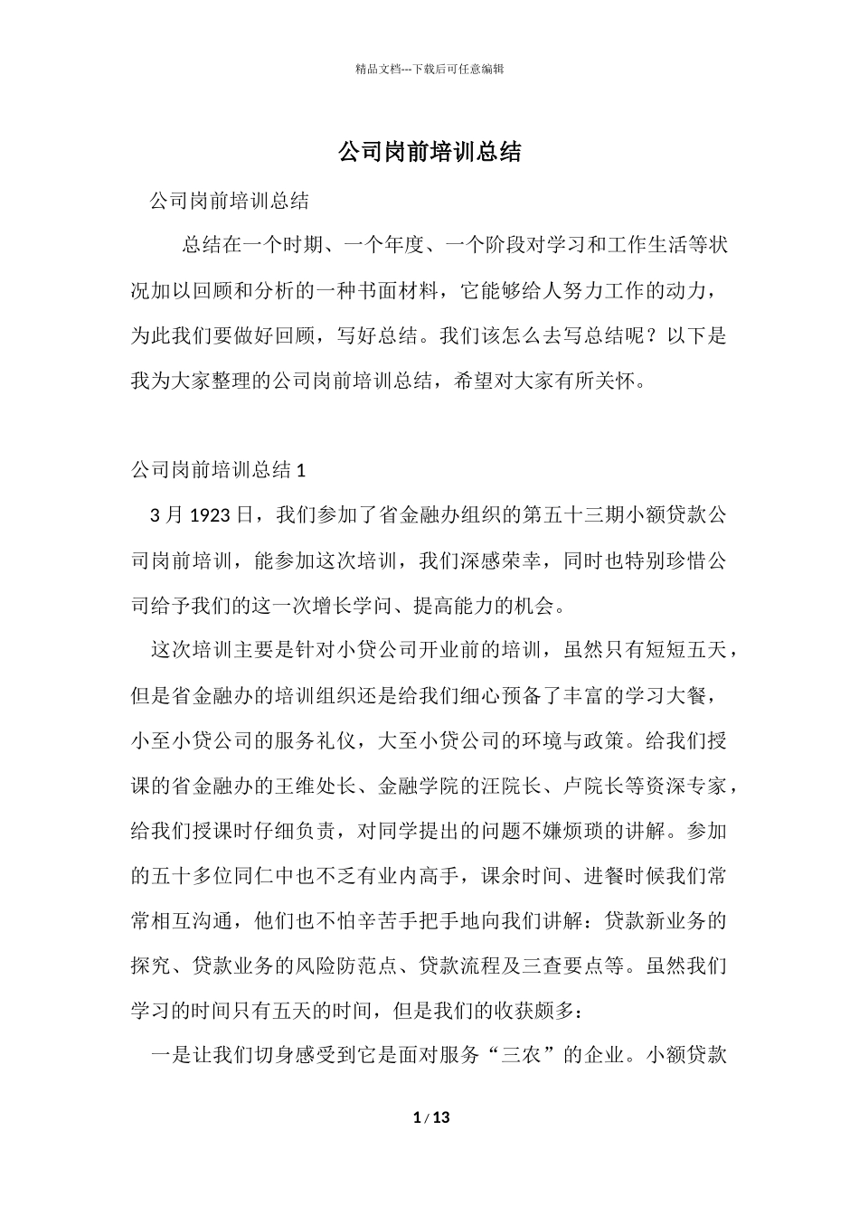 公司岗前培训总结_第1页