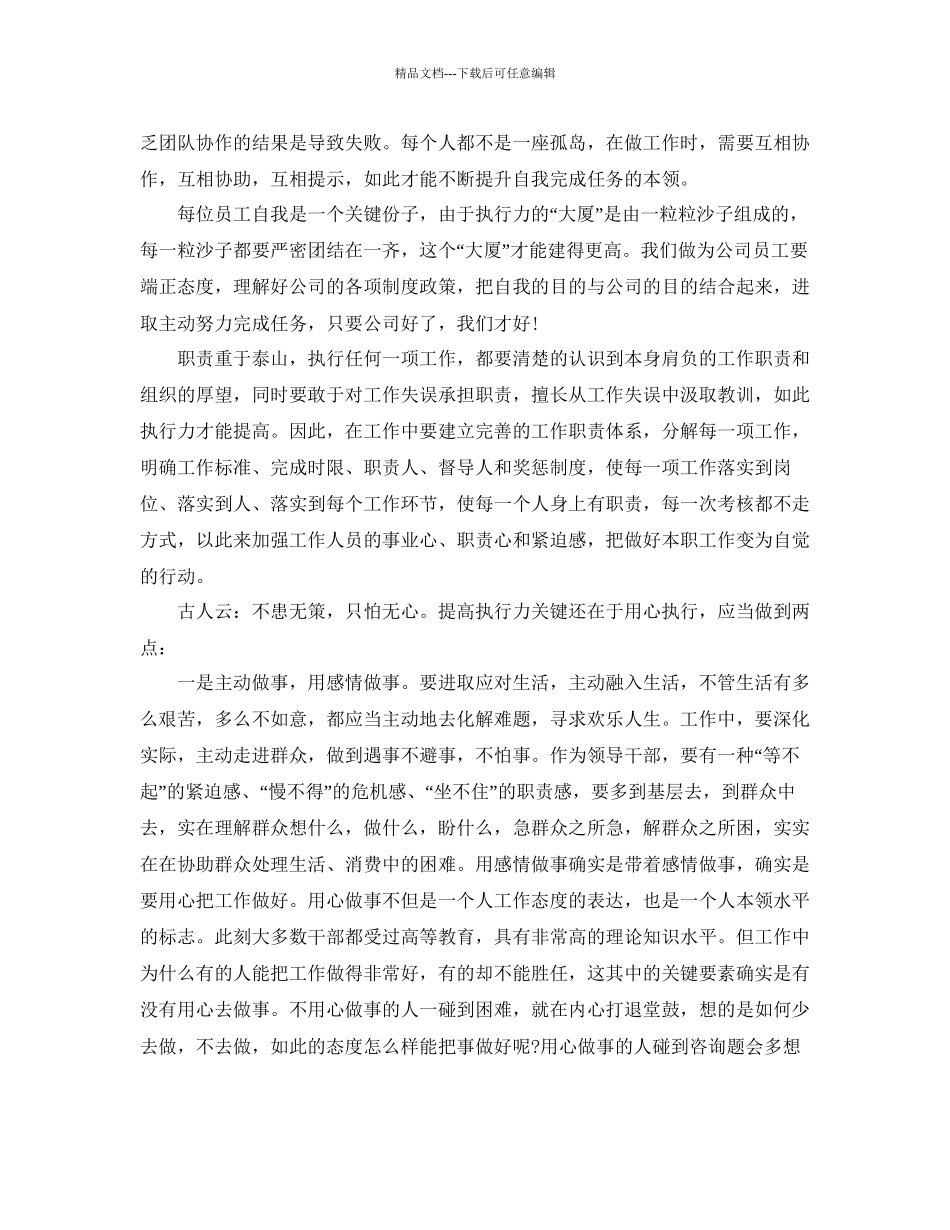 公司工作执行力心得参考总结_第2页