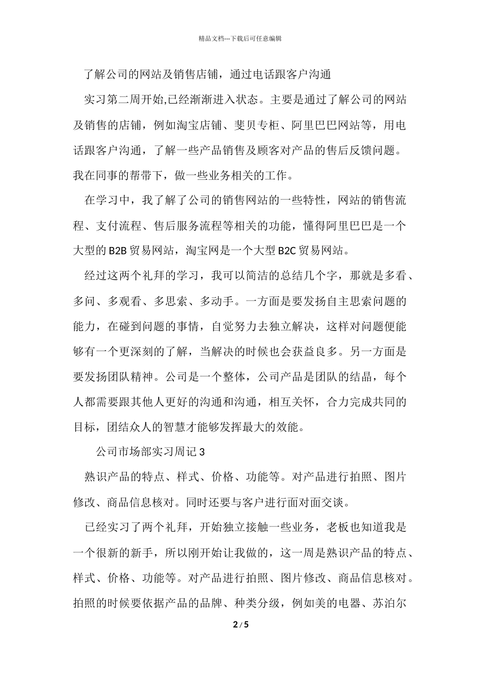公司市场部实习周记_第2页
