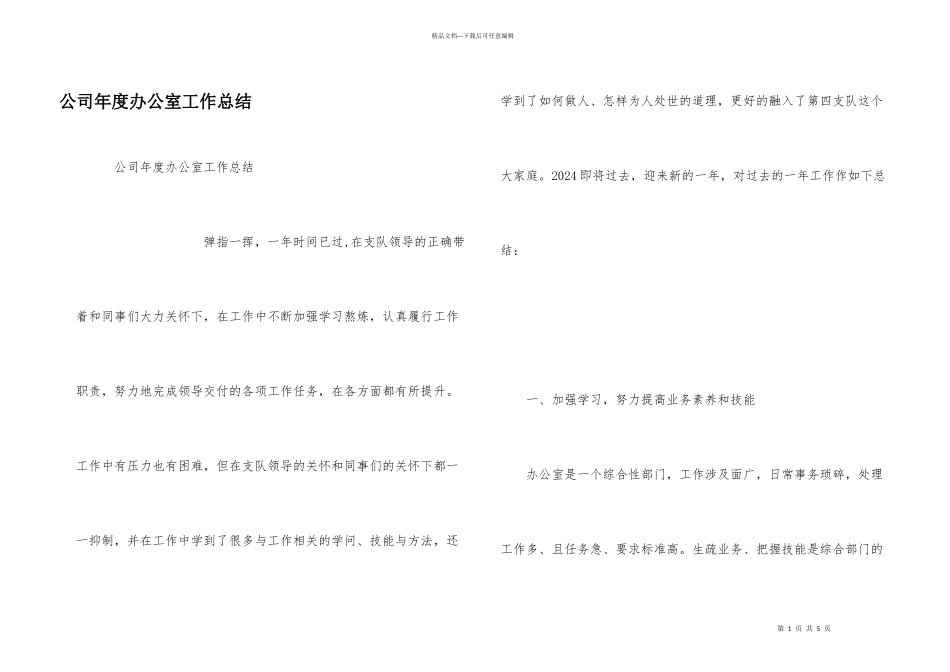 公司年度办公室工作总结_第1页